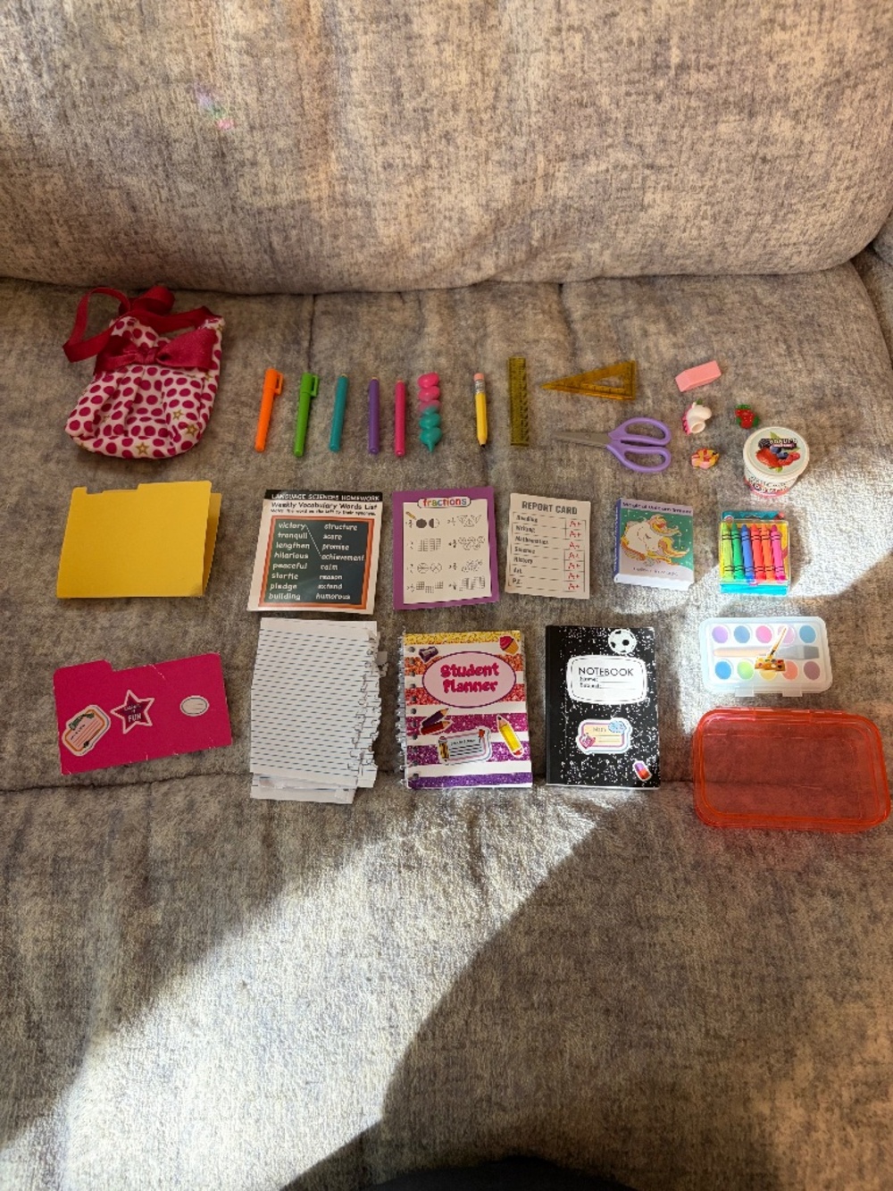 Miniature School Supplies Doll Accessories Set